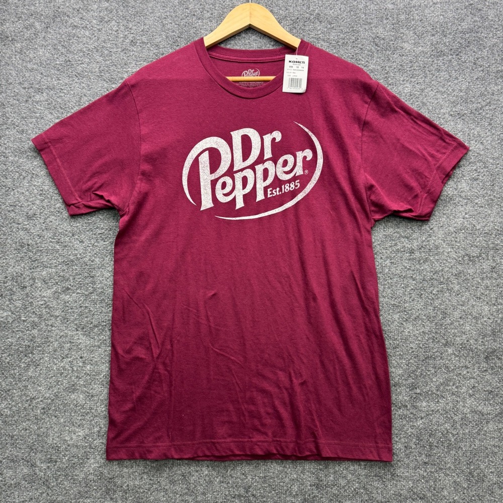 Dr Pepper TSM1KMAKRG T-Shirt Mens Large Red Short Sleeve Graphic Tee Athletic